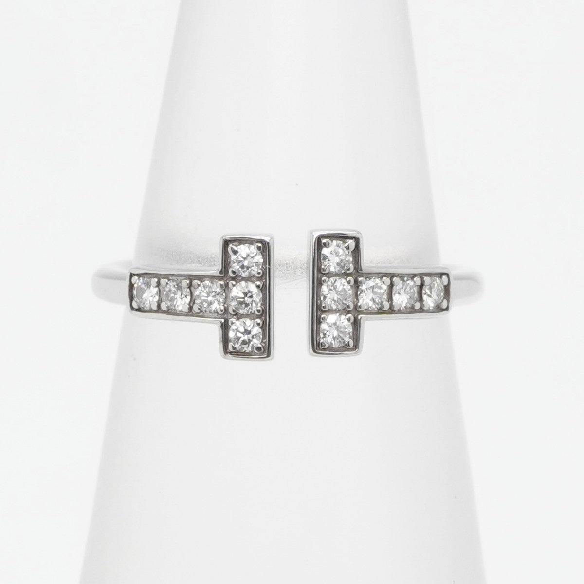 Tiffany & Co. 티파니 & 공동. 와이어 링 T- 와이어 18K 화이트 골드 Tiffany & Co. T- 링 750wg 실버 다이아몬드 화이트 골드