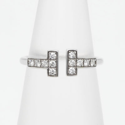 Tiffany & Co. 티파니 & 공동. 와이어 링 T- 와이어 18K 화이트 골드 Tiffany & Co. T- 링 750wg 실버 다이아몬드 화이트 골드