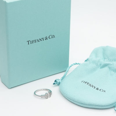 Tiffany & Co. 티파니 & 공동. 와이어 링 T- 와이어 18K 화이트 골드 Tiffany & Co. T- 링 750wg 실버 다이아몬드 화이트 골드