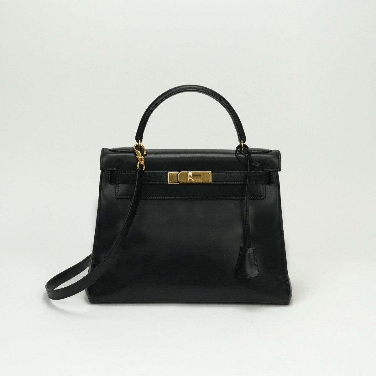 HERMES HERMES Kelly 28 Kelly 28 Bag Tote Bag Box Calf Noir Noir Black Black Gold Hardware