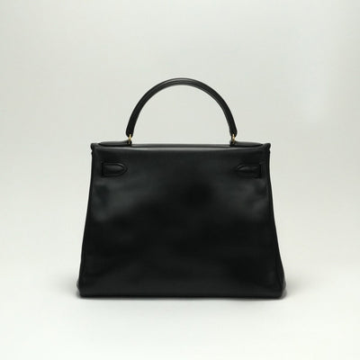 HERMES HERMES Kelly 28 Kelly 28 Bag Tote Bag Box Calf Noir Noir Black Black Gold Hardware