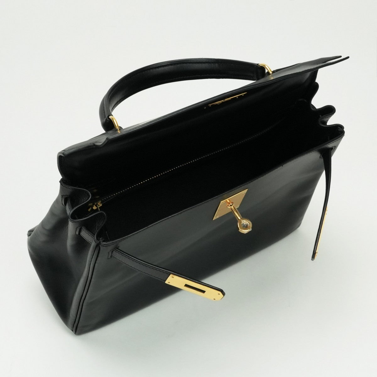 HERMES HERMES Kelly 28 Kelly 28 Bag Tote Bag Box Calf Noir Noir Black Black Gold Hardware