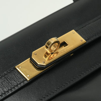 HERMES HERMES Kelly 28 Kelly 28 Bag Tote Bag Box Calf Noir Noir Black Black Gold Hardware