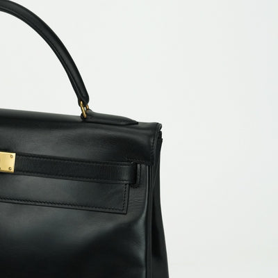 HERMES HERMES Kelly 32 Kelly 32 Bag, Tote Bag, Box Calf, Noir, Black, Gold Fittings