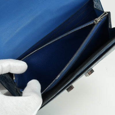 エルメス HERMES コンスタンスロング コンスタンス ロング 財布 長財布 ロングウォレット アリゲーター クロコダイル ブルー blue 青 シルバー金具 エキゾチック