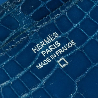 エルメス HERMES コンスタンスロング コンスタンス ロング 財布 長財布 ロングウォレット アリゲーター クロコダイル ブルー blue 青 シルバー金具 エキゾチック