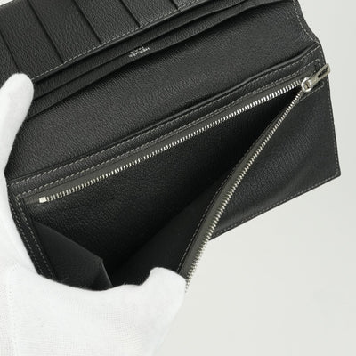 エルメス HERMES ベアン 財布 長財布 ロングウォレット アリゲーター クロコダイル グリアスファルト グレー シルバー金具