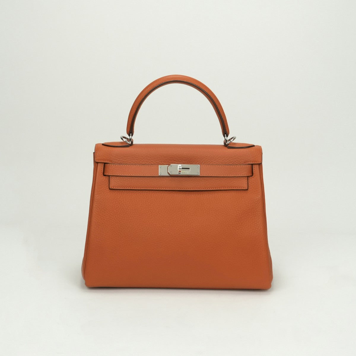 HERMES 헤르메스 Kelly 28 Kelly 28 가방, 토트 백, 숄더백, 토리 온 클레멘스, 오렌지, 실버 피팅, V 자형, 새로운 금속 피팅