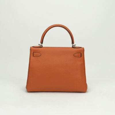 HERMES 헤르메스 Kelly 28 Kelly 28 가방, 토트 백, 숄더백, 토리 온 클레멘스, 오렌지, 실버 피팅, V 자형, 새로운 금속 피팅