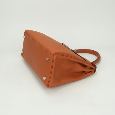 HERMES 헤르메스 Kelly 28 Kelly 28 가방, 토트 백, 숄더백, 토리 온 클레멘스, 오렌지, 실버 피팅, V 자형, 새로운 금속 피팅