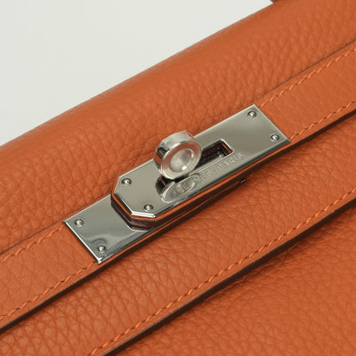 HERMES 헤르메스 Kelly 28 Kelly 28 가방, 토트 백, 숄더백, 토리 온 클레멘스, 오렌지, 실버 피팅, V 자형, 새로운 금속 피팅