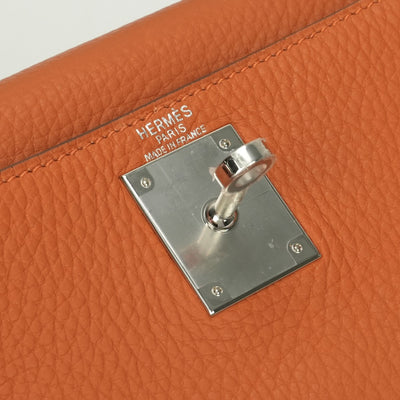 HERMES 헤르메스 Kelly 28 Kelly 28 가방, 토트 백, 숄더백, 토리 온 클레멘스, 오렌지, 실버 피팅, V 자형, 새로운 금속 피팅