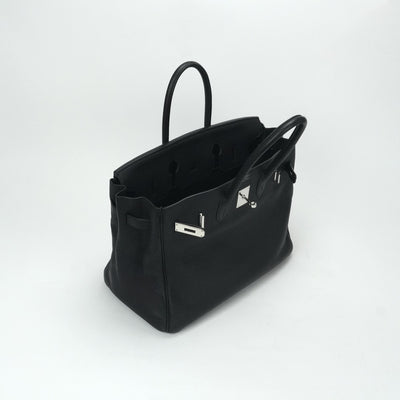 HERMES 爱马仕 Birkin 35 Birkin 35 手提袋多哥黑色银色硬件