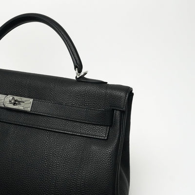 HERMES 爱马仕 Kelly 40 Kelly 40个袋子，手提袋，肩膀袋，多哥黑色，黑色，银色硬件