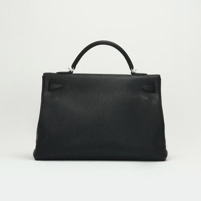 HERMES 爱马仕 Kelly 40 Kelly 40个袋子，手提袋，肩膀袋，多哥黑色，黑色，银色硬件