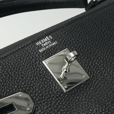 HERMES 爱马仕 Kelly 40 Kelly 40个袋子，手提袋，肩膀袋，多哥黑色，黑色，银色硬件