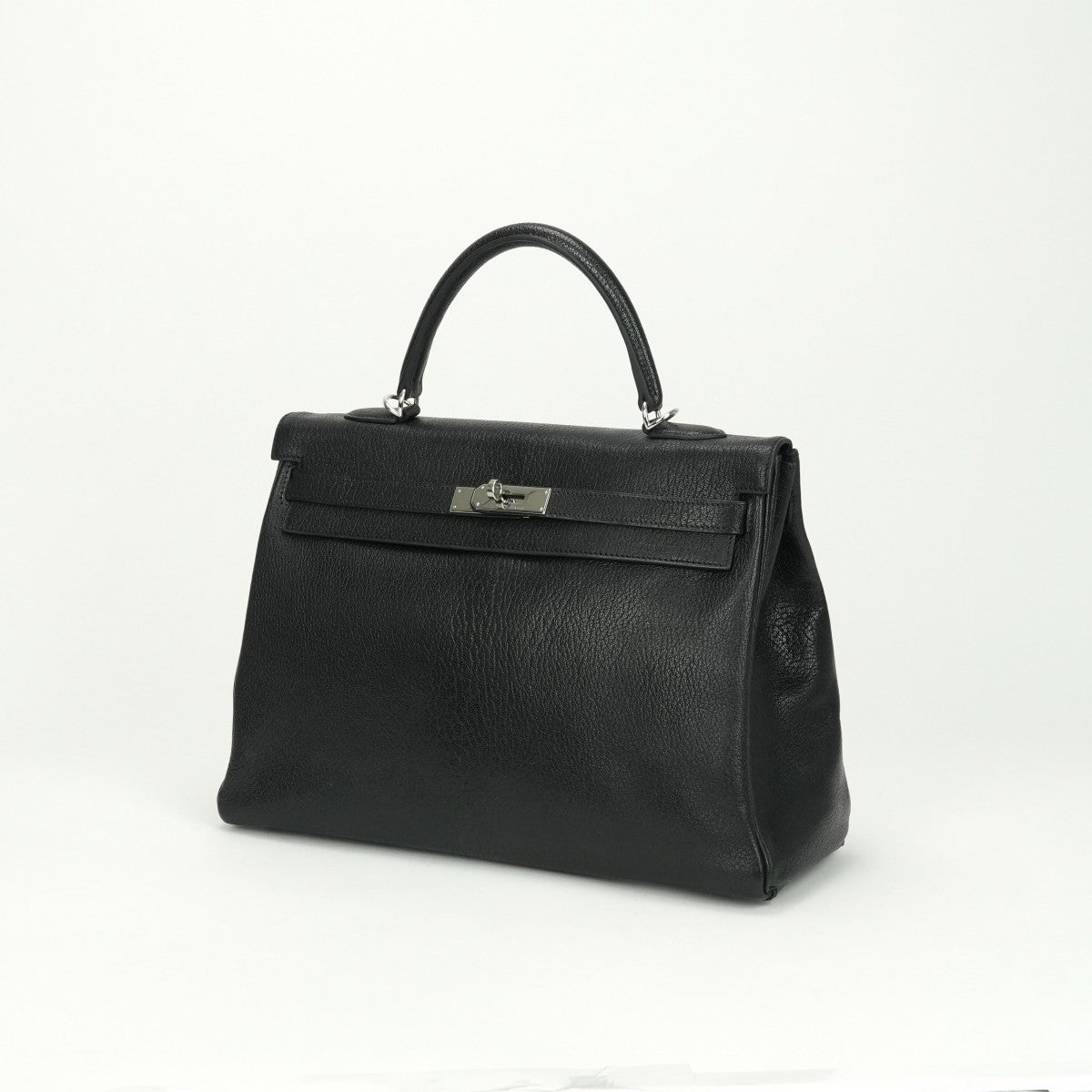 HERMES HERMES Kelly 35 Kelly 35 Bag, tote bag, shoulder bag, chevre, coromandel noir, noir, black, black, silver hardware Chevre mysore