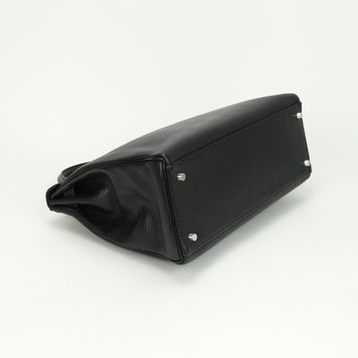 HERMES HERMES Kelly 35 Kelly 35 Bag, tote bag, shoulder bag, chevre, coromandel noir, noir, black, black, silver hardware Chevre mysore