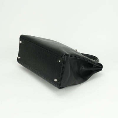 HERMES HERMES Kelly 35 Kelly 35 Bag, tote bag, shoulder bag, chevre, coromandel noir, noir, black, black, silver hardware Chevre mysore