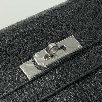 HERMES HERMES Kelly 35 Kelly 35 Bag, tote bag, shoulder bag, chevre, coromandel noir, noir, black, black, silver hardware Chevre mysore