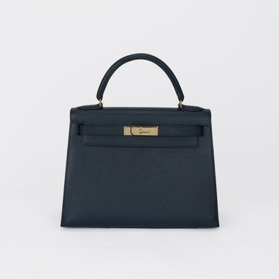 エルメス HERMES ケリー28 ケリー 28 バッグ トートバッグ ショルダーバッグ クシュベル ネイビー 青 紺 ゴールド金具 エプソン ヴォーエプソン