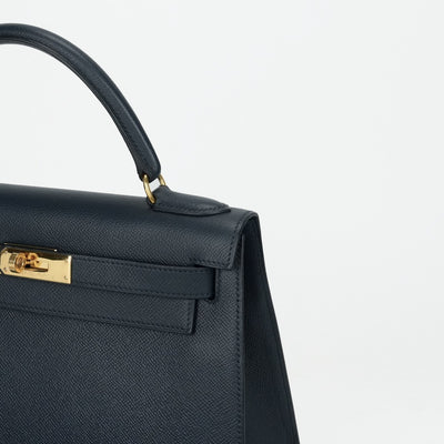 エルメス HERMES ケリー28 ケリー 28 バッグ トートバッグ ショルダーバッグ クシュベル ネイビー 青 紺 ゴールド金具 エプソン ヴォーエプソン