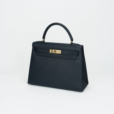 エルメス HERMES ケリー28 ケリー 28 バッグ トートバッグ ショルダーバッグ クシュベル ネイビー 青 紺 ゴールド金具 エプソン ヴォーエプソン