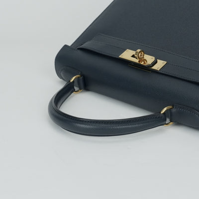 エルメス HERMES ケリー28 ケリー 28 バッグ トートバッグ ショルダーバッグ クシュベル ネイビー 青 紺 ゴールド金具 エプソン ヴォーエプソン