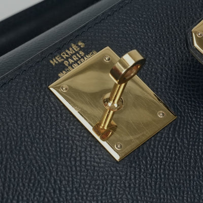 エルメス HERMES ケリー28 ケリー 28 バッグ トートバッグ ショルダーバッグ クシュベル ネイビー 青 紺 ゴールド金具 エプソン ヴォーエプソン