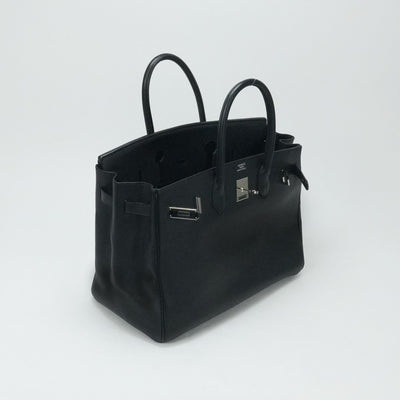 HERMES 爱马仕 Birkin 35 Birkin 35 手提袋多哥黑色银色硬件