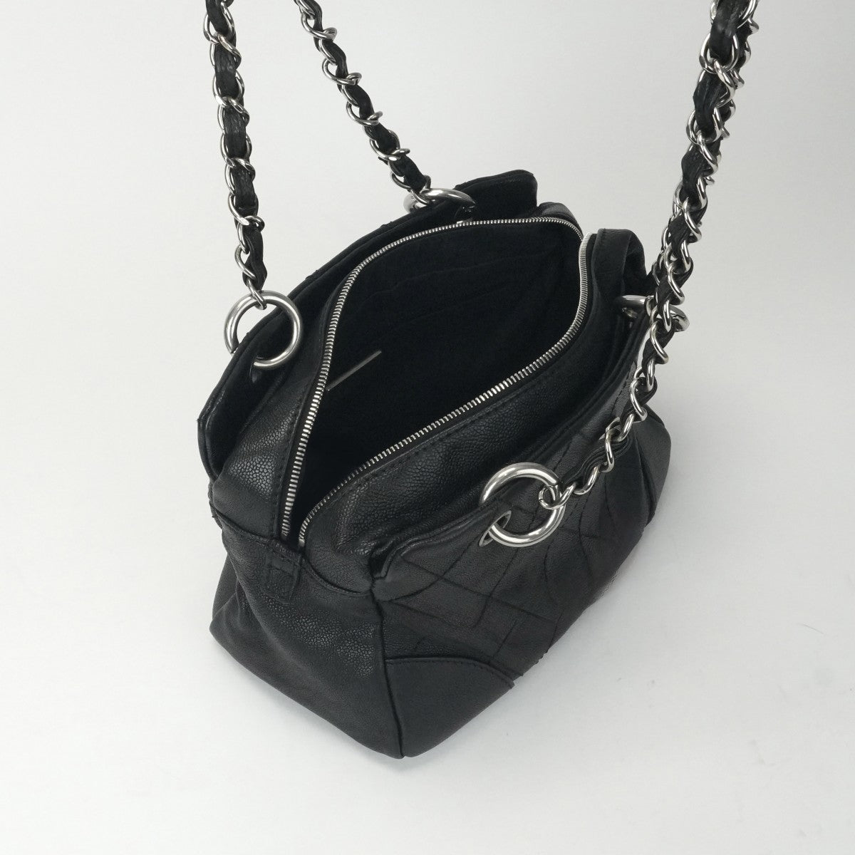 シャネル CHANEL マトラッセ ワイルドステッチ バッグ ショルダーバッグ キャビアスキン ブラック 黒 シルバー金具 チェーンショルダーバッグ ココマーク