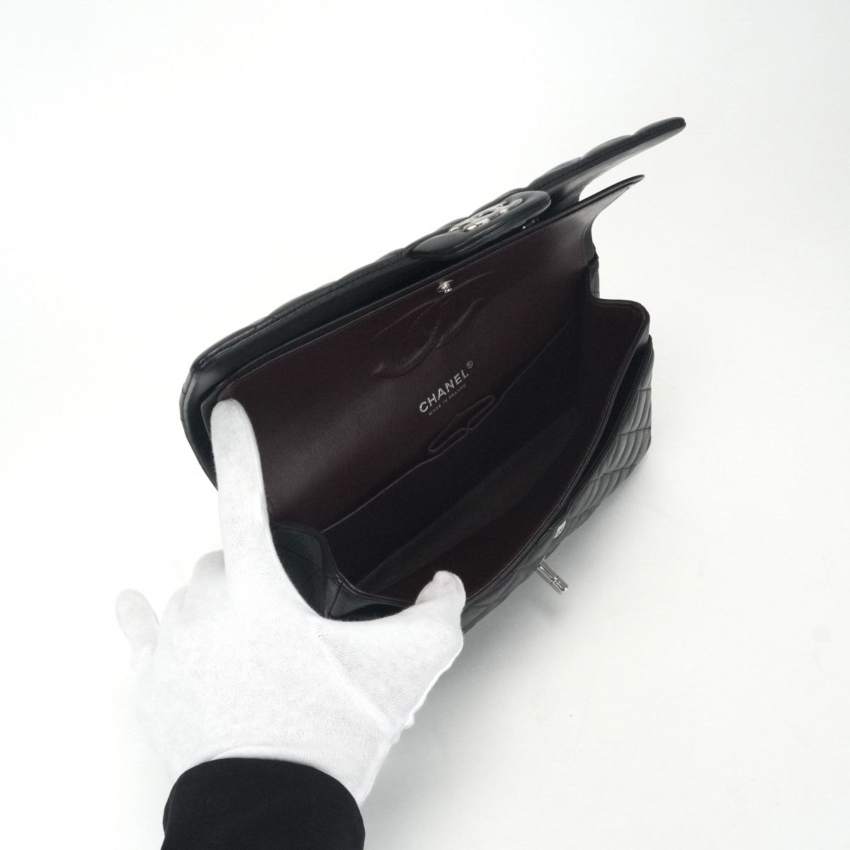 シャネル CHANEL マトラッセ ダブルフラップ Wフラップ ダブルチェーン Wチェーン バッグ トートバッグ ショルダーバッグ ラムスキン ブラック 黒 シルバー金具
