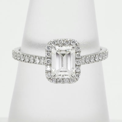Tiffany & Co. 티파니 & 공동. 에메랄드 컷 약혼 반지 다이아몬드 플래티넘 밴드 에메랄드 컷 Tiffany & Co. 고통 링 PT950 실버 다이아몬드 반지 약혼 반지 백금