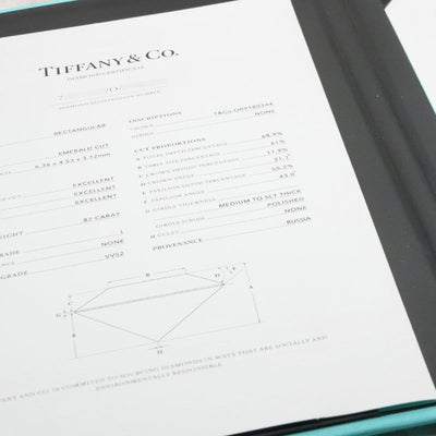 Tiffany & Co. 티파니 & 공동. 에메랄드 컷 약혼 반지 다이아몬드 플래티넘 밴드 에메랄드 컷 Tiffany & Co. 고통 링 PT950 실버 다이아몬드 반지 약혼 반지 백금