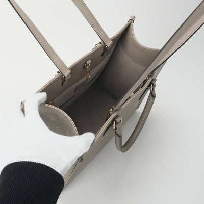 LOUIS VUITTON LOUIS VUITTON On the go MM On the go MM Bag, Tote bag, Shoulder bag, Leather, Toiletrail Beige, Beige, Gold hardware, 2-way handbag