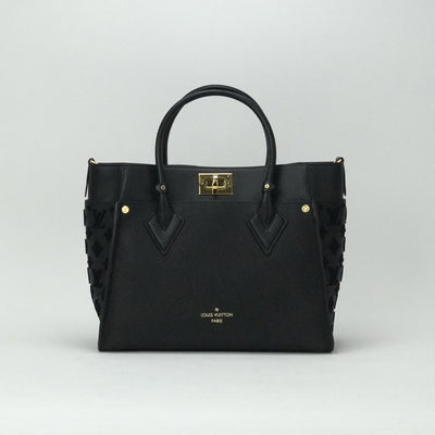 LOUIS VUITTON 내 측면 MM 내 측면 MM 가방 토트 백 숄더 가방 가죽 블랙 골드 하드웨어 2 방향 핸드백
