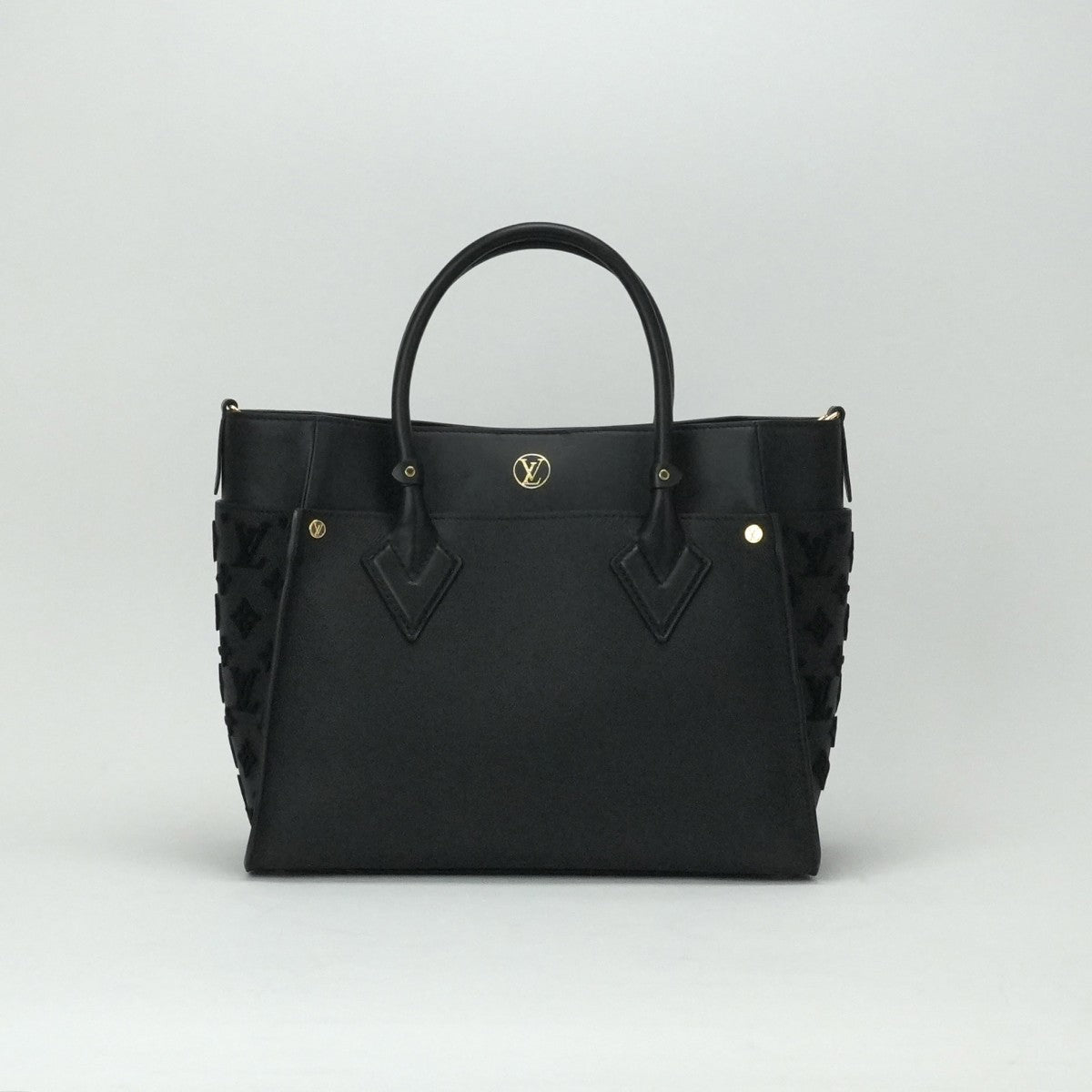LOUIS VUITTON 내 측면 MM 내 측면 MM 가방 토트 백 숄더 가방 가죽 블랙 골드 하드웨어 2 방향 핸드백
