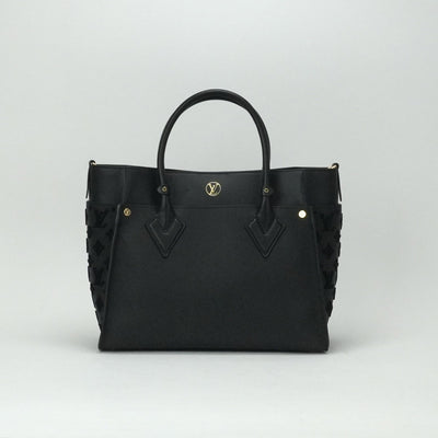 LOUIS VUITTON 내 측면 MM 내 측면 MM 가방 토트 백 숄더 가방 가죽 블랙 골드 하드웨어 2 방향 핸드백