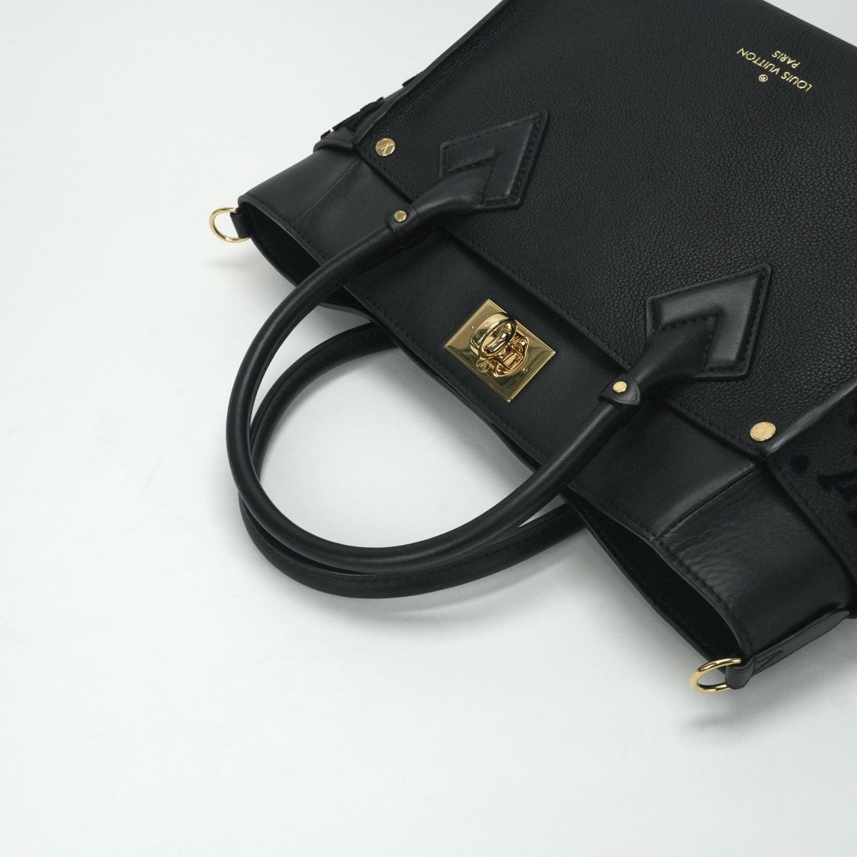 LOUIS VUITTON 내 측면 MM 내 측면 MM 가방 토트 백 숄더 가방 가죽 블랙 골드 하드웨어 2 방향 핸드백