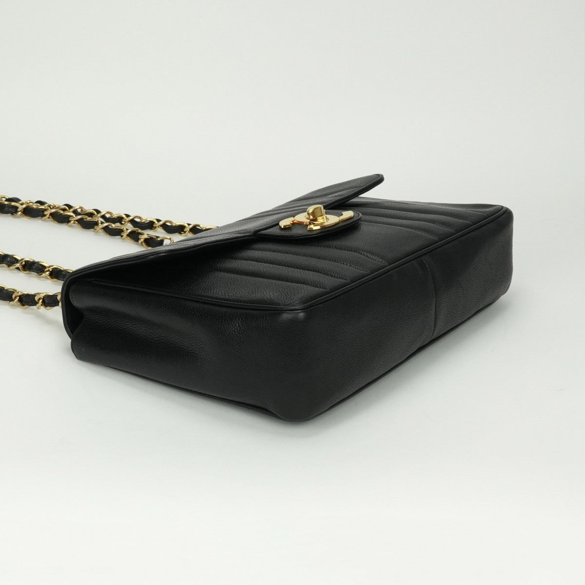 CHANEL CHANEL Mademoiselle Bag Shoulder Bag Caviar Skin Black Black Gold Hardware Coco Mark Turn LockDouble chain W chainChain shoulder bag