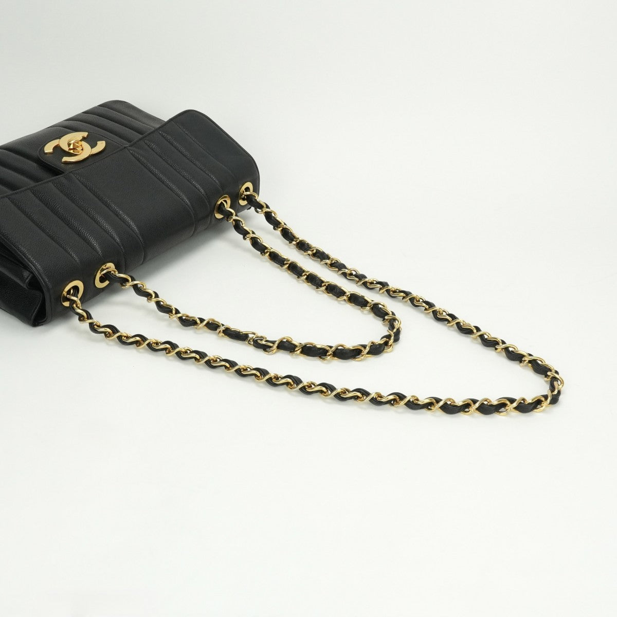 CHANEL CHANEL Mademoiselle Bag Shoulder Bag Caviar Skin Black Black Gold Hardware Coco Mark Turn LockDouble chain W chainChain shoulder bag
