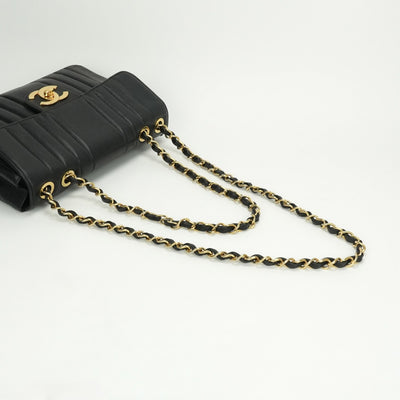 CHANEL CHANEL Mademoiselle Bag Shoulder Bag Caviar Skin Black Black Gold Hardware Coco Mark Turn LockDouble chain W chainChain shoulder bag