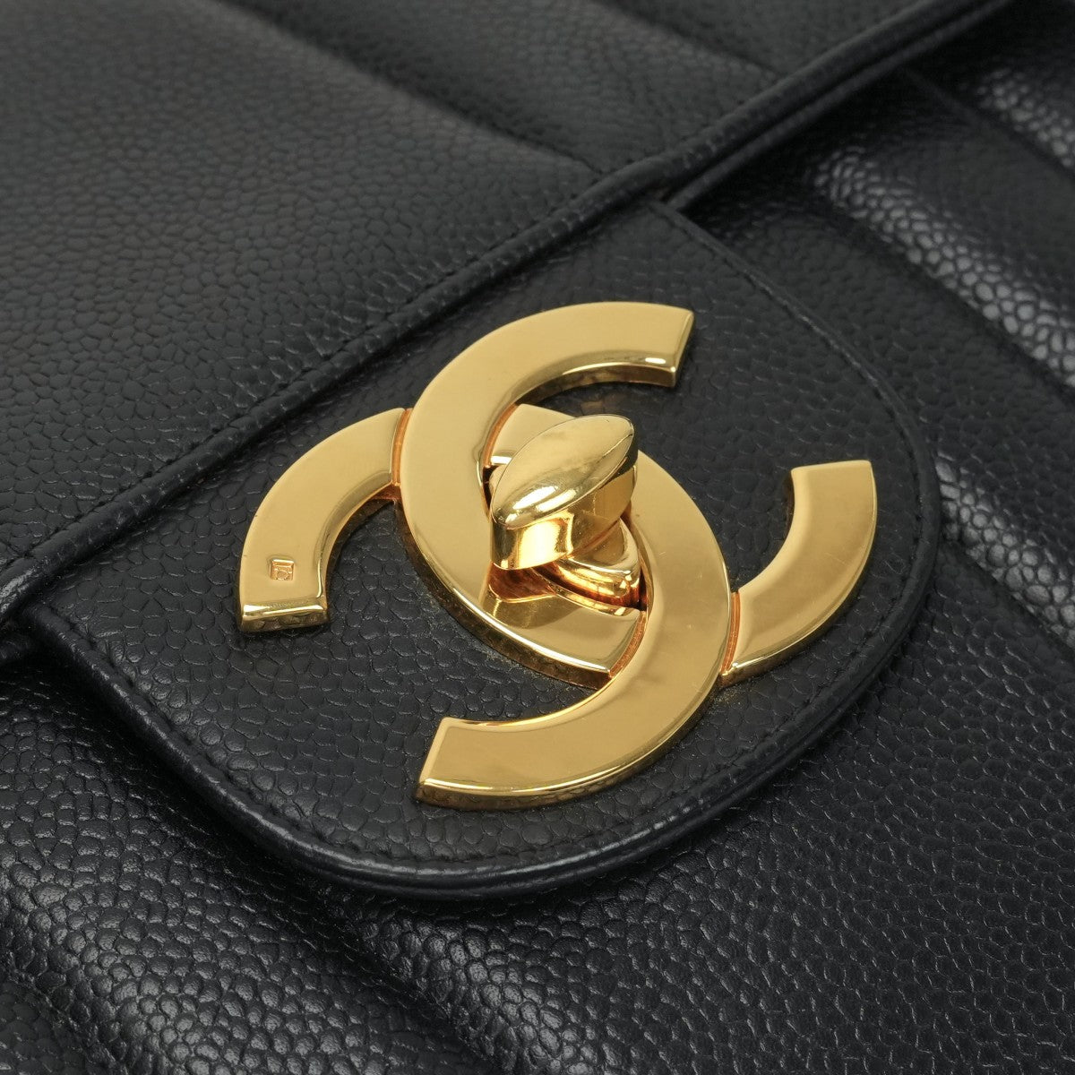 CHANEL CHANEL Mademoiselle Bag Shoulder Bag Caviar Skin Black Black Gold Hardware Coco Mark Turn LockDouble chain W chainChain shoulder bag