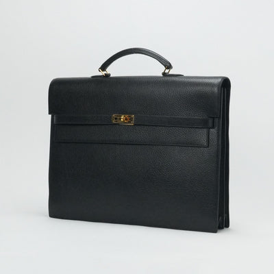 HERMES 헤르메스 KellyDepeche 38 KellyDepeche 38 가방 비즈니스 가방 서류 가방 Ardennes 누아어 블랙 골드 하드웨어 짧은 가방