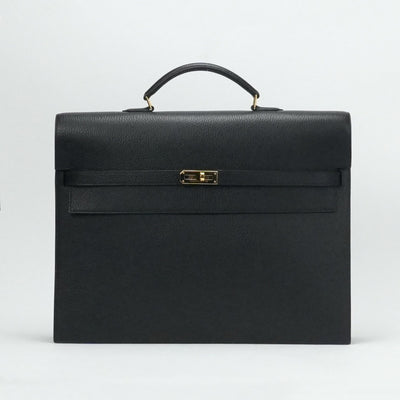 HERMES HERMES KellyDepeche 38 KellyDepeche 38 Bag Business Bag Briefcase Ardennes Noir Black Gold Hardware Brief Bag