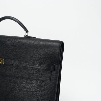 HERMES HERMES KellyDepeche 38 KellyDepeche 38 Bag Business Bag Briefcase Ardennes Noir Black Gold Hardware Brief Bag