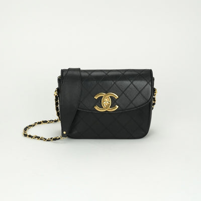 CHANEL CHANEL Bicolore Bag Shoulder Bag Lambskin Black Gold Hardware Chain Shoulder Bag Coco Mark Turnlock