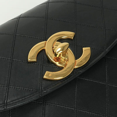 CHANEL CHANEL Bicolore Bag Shoulder Bag Lambskin Black Gold Hardware Chain Shoulder Bag Coco Mark Turnlock