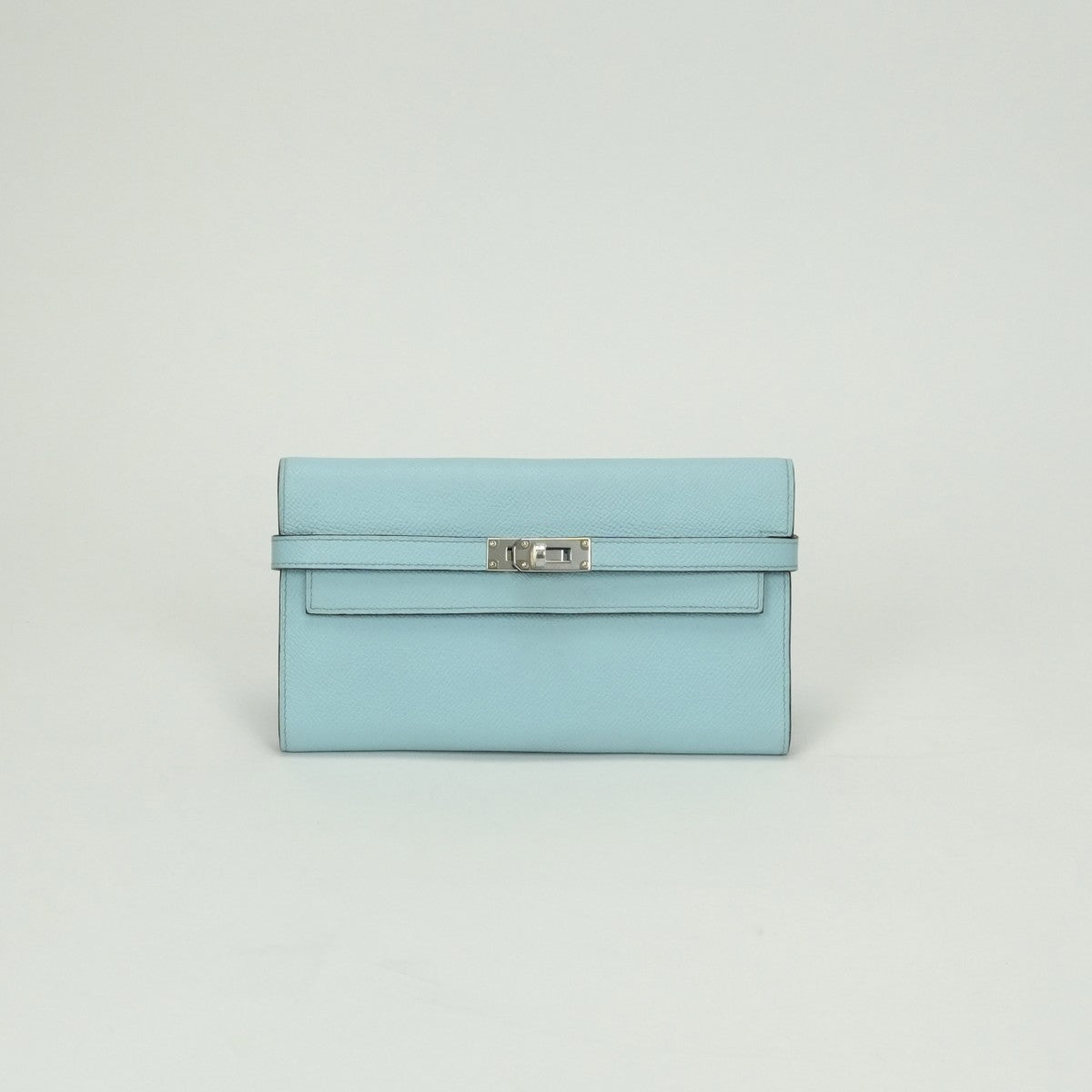 エルメス HERMES ケリーウォレット ケリーウォレットロング 財布 長財布 ロングウォレット エプソン ブルーゼフィール Bluezephyr ブルー 水色 シルバー金具 ヴォーエプソン