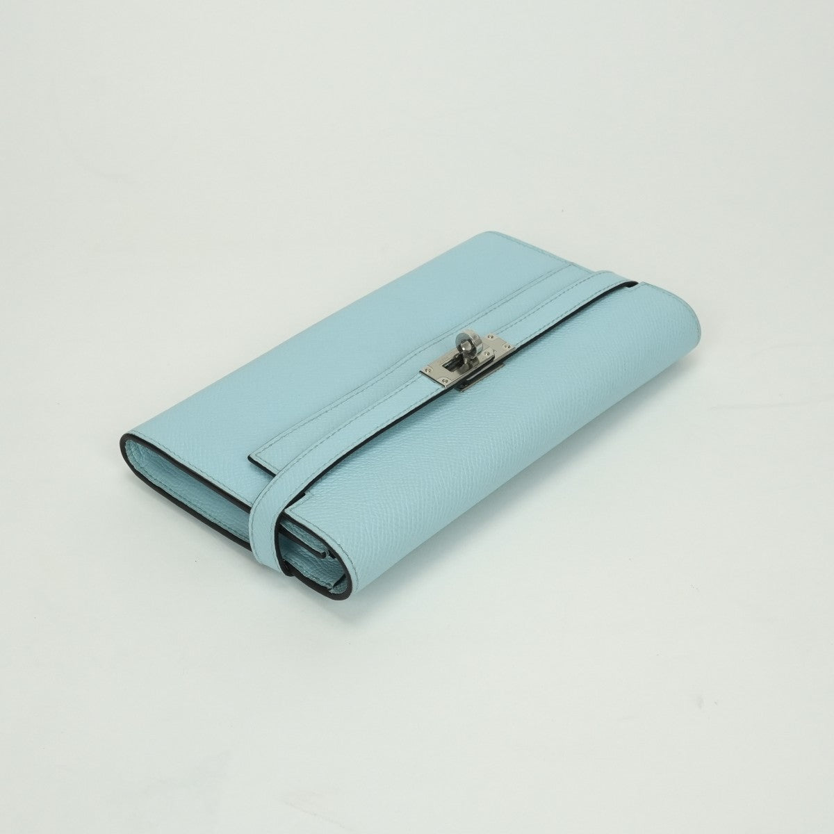 エルメス HERMES ケリーウォレット ケリーウォレットロング 財布 長財布 ロングウォレット エプソン ブルーゼフィール Bluezephyr ブルー 水色 シルバー金具 ヴォーエプソン